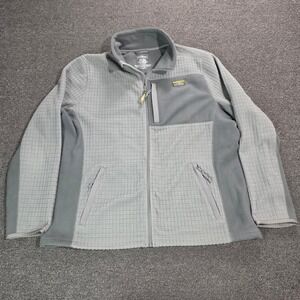 L.L. Bean Fleece Jacket Mens XXL Gray Grid Tech Full Zip Sweater 508982 Hiking